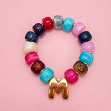 Chunky Initial Stretch Bracelet Set