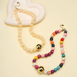 Barrel Beaded & Gold Ball Centerpiece Necklace