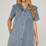 Country Concert Button Down Denim Mini Dress