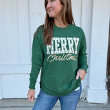 Merry Forest Green Christmas Graphic Sweatshirt
