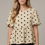 Pleased to Meet You Polkadot Woven Top