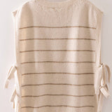 12W3723N-Striped Side Tie Knit Vest