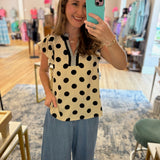Polka Dot Flutter Sleeve Blouse