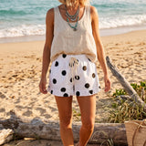 Gameday Ruffle Hem Polka Dot Poplin Shorts