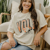 Tennessee Vols Helmet Fade Off White Thrifted Tee