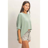 Relaxed High-Low Batwing Sleeve Top