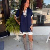 The Brooke Navy Mini Dress