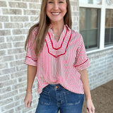 Classic Charm Striped Blouse