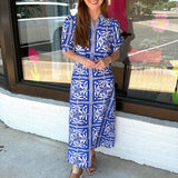 Regal Garden Midi Dress