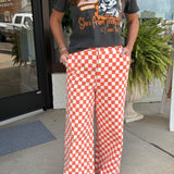 Orange Checkered Game Day Pants
