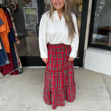 Classic Christmas Plaid Maxi Skirt