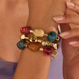 Irregular Resin & Gold Nugget Beaded Bracelet Set