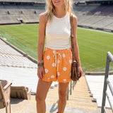Gameday Ruffle Hem Polka Dot Poplin Shorts