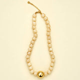 Barrel Beaded & Gold Ball Centerpiece Necklace