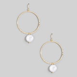 Pearl Bead Hoop Dangle Earrings