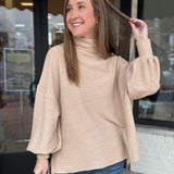 Luxe Sandstone Mock Neck Sweater