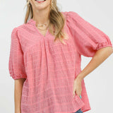 Textured Puff Sleeve Top