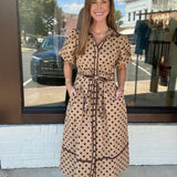 Acorn Dot Belted Midi Dress