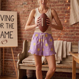Gameday Ruffle Hem Polka Dot Poplin Shorts