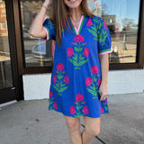 Bold Bloom Embroidered Shift Dress