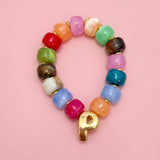 Chunky Initial Stretch Bracelet Set