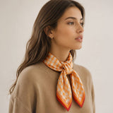 Gingham Pattern Fall Fashion Square Bandana Scarf