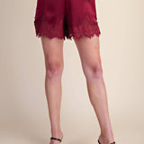 Satin Short With Lace Trim Detail