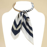 Abstract Pattern Fabric Scarf Double Bubble Chain Necklace