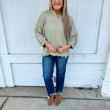 Sage Textured Scallop Blouse