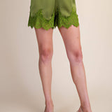 Satin Short With Lace Trim Detail