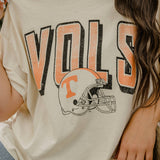 Tennessee Vols Helmet Fade Off White Thrifted Tee
