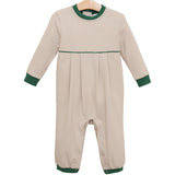 Patrick Romper - Tan Stripe/Hunter Green