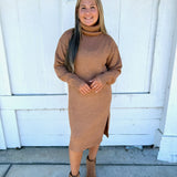 Warm Turtleneck Sweater Midi Dress
