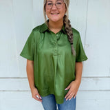The Fern Green Luxe Button Up