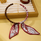 Silky Scarf & Beaded Strand Collar Choker Necklace