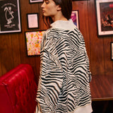 Zebra-Patterned Mock-Neck Sweatshirt