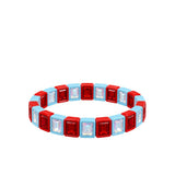 Lulu Mac Light Blue/Red Rhinestone Bracelet