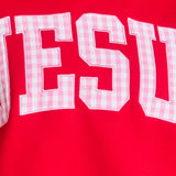 Embroidered "JESUS" Mock Neck Sweatshirt