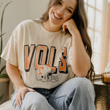 Tennessee Vols Helmet Fade Off White Thrifted Tee