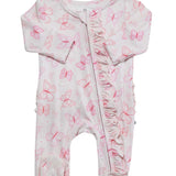 Ruffle Bamboo Zipper Footie | Blooming Butterflies