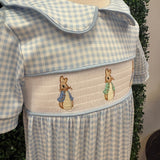 Bunny Smocked gingham boys romper