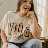 Tennessee Vols Helmet Fade Off White Thrifted Tee