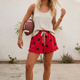Gameday Ruffle Hem Polka Dot Poplin Shorts