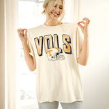 Tennessee Vols Helmet Fade Off White Thrifted Tee