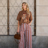 Bust Out Barrel Leg Stripe Casual High Waist Pants