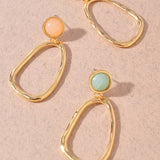Stone Accent Organic Oval Drop Earrings