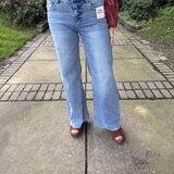 Tummy Control High Rise Ankle Palazzo Jeans - Light Wash