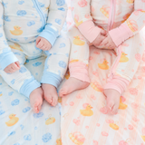 Convertible Bamboo Zip Romper | Bubble Duckies Blue