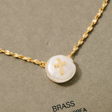 Cross On Pearl Pendant Chain Necklace