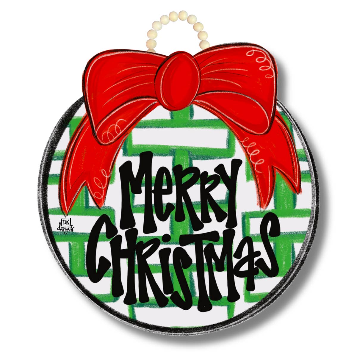 Red Bow Merry Christmas Door Hanger